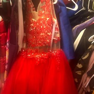 Red glam rhinestone dress